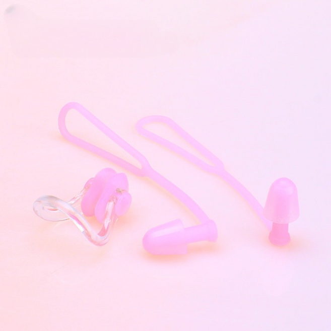 천끝 실리콘 귀마개 코마개 세트 연결형 소음방지, 1개, 귀마개-코마개(핑크)