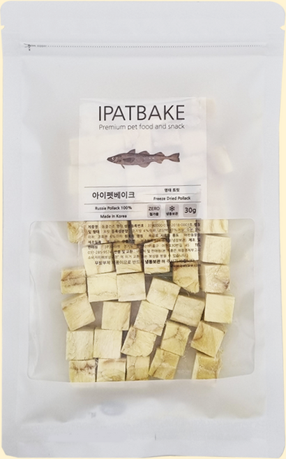 아이펫베이크 동결건조 명태 큐브 스몰바이트, 30g