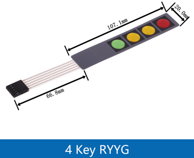 1/2/3/4/6 키 버튼 멤브레인 스위치/3x4 4x4 4X5 매트릭스 어레이 키보드/Arduino Diy 키트 용 1x6 키패드 제어판, 4 Key RYYG, 1개
