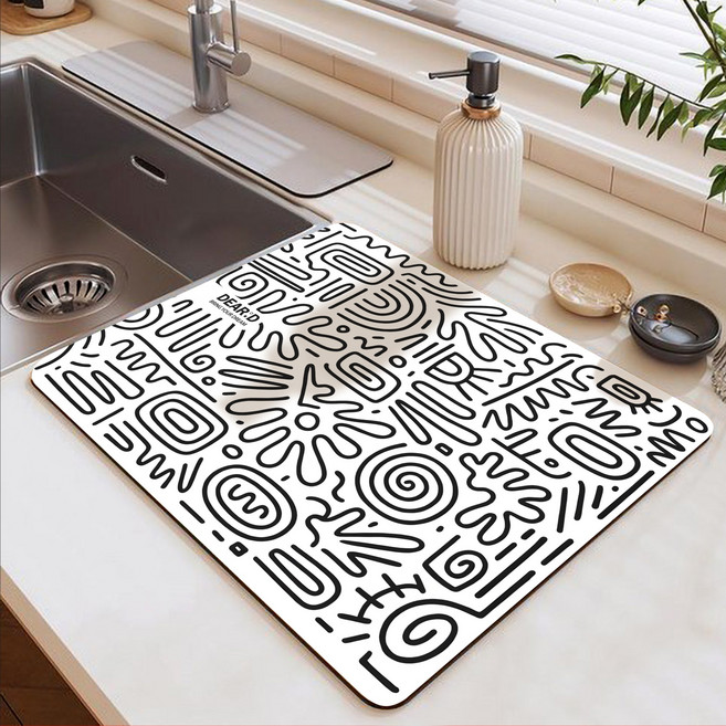 디어디 빨아쓰는 규조토 설거지 매트 식기 건조 주방 드라잉 DL140, D_016, 1개