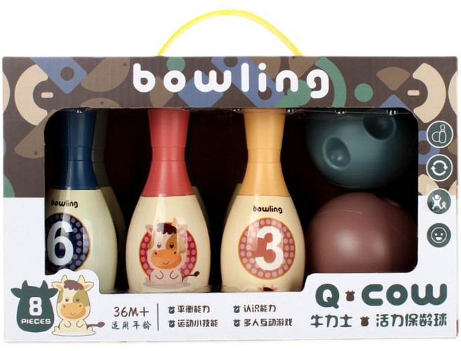 Q.cow 兒童保齡球玩具, Multicolor, 1套