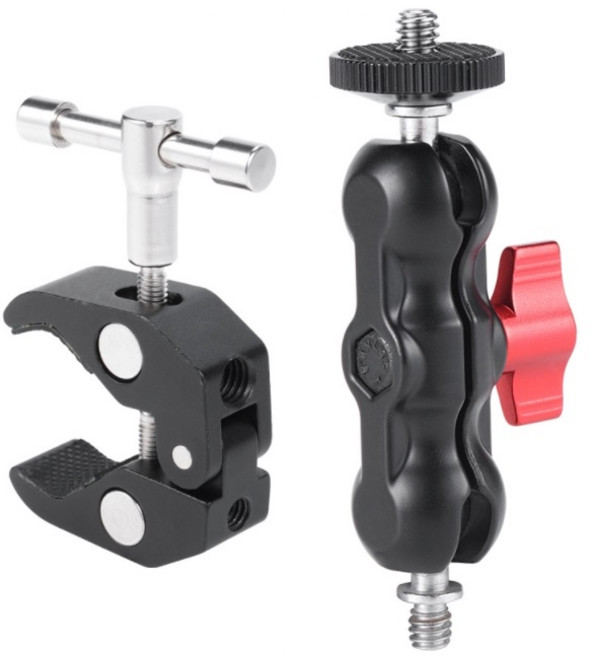 주닉스 액션캠 카메라 LED 모니터 클램프 집게 매직암, 1개