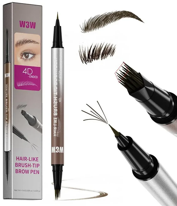 W3W 4D 마이크로 스컬프팅 듀얼 엔디드 아이브로우 펜슬 & 아이라이너 방수 번짐 부드럽고 오래 지속되는, 04 BLACK BROWN - 쿠팡