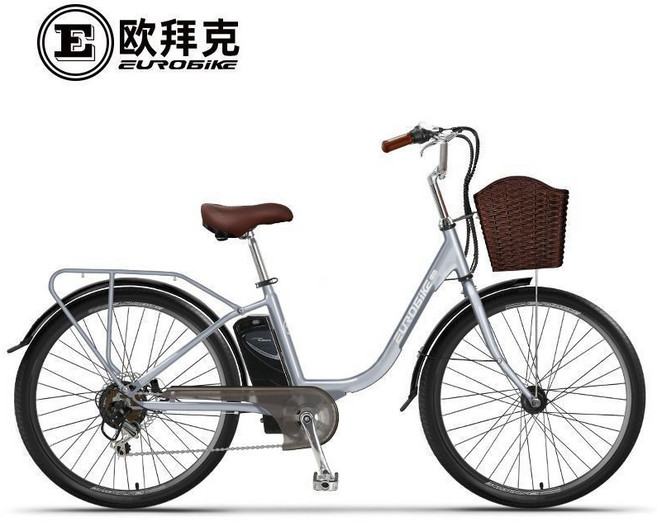 EUROBIKE 電動助力自行車 鋰電池 7段變速, 灰色, 1個