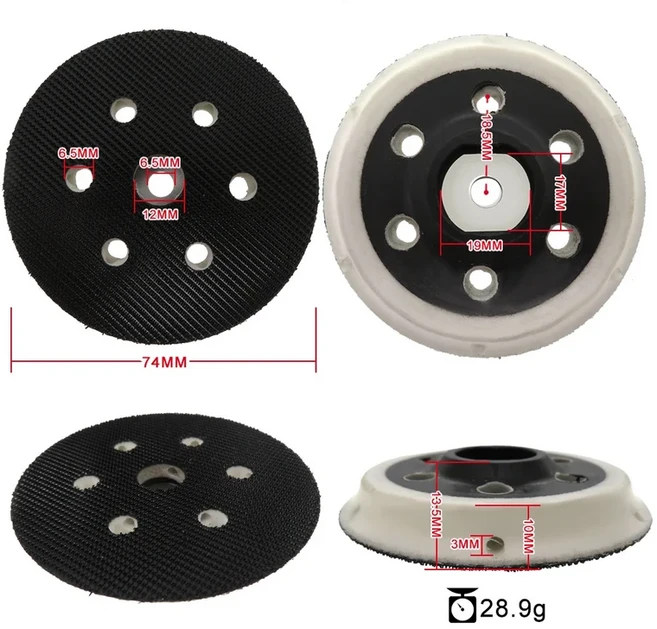 샌딩 패드 백킹 플레이트 그라인더용 후크 및 루프 연마 전동 공구 3 인치 75mm, 09 6 Holes