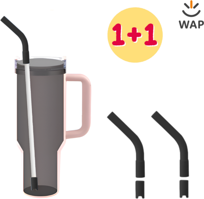 WAP 1+1 텀블러 빨대 실리콘 커버 구부러지는 마개형 스트로우캡, 2개, 블랙