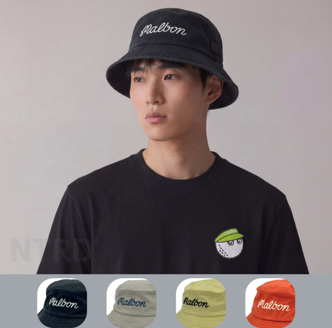 말본 골프 모자 베이직 레터링 버킷햇+쇼핑백, 1개, 01.다크그레이DG