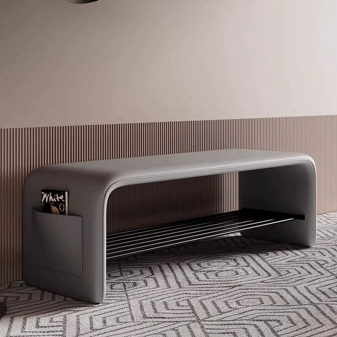 벤치 슬림 신발장 미니 소파 틈새 벤치형 의자 쇼파, M. 그레이 폭 60CM 고급 나파 가죽으로