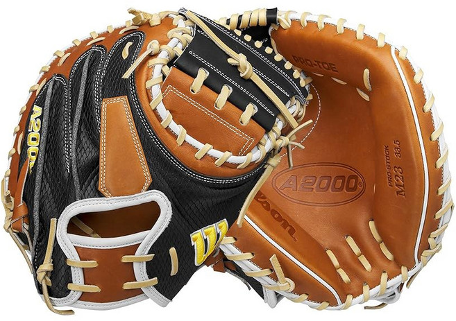 윌슨 A2000 포수 미트 - 33" 33.5" 34", Black/Blonde, 1개