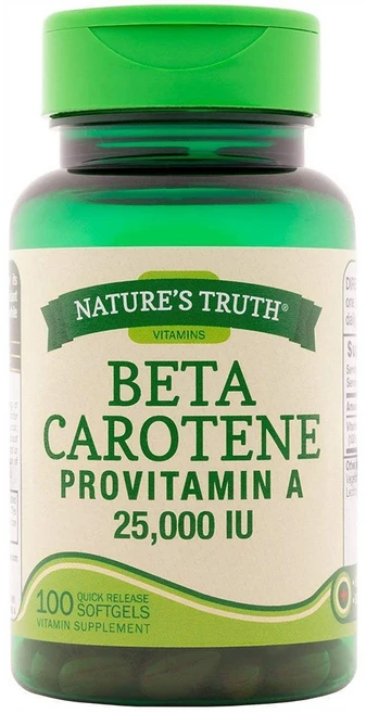 Nature's Truth 베타카로틴 Beta Carotene 25000 IU Vitamin A 100 소프트젤 (2팩) - 쿠팡