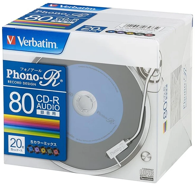 Japan) Phono-R CD-R 버베이텀 재팬(Verbatim 음악용 80분 20장 레코드조 5색 컬러, 상세페이지 참조, 1개 - 쿠팡