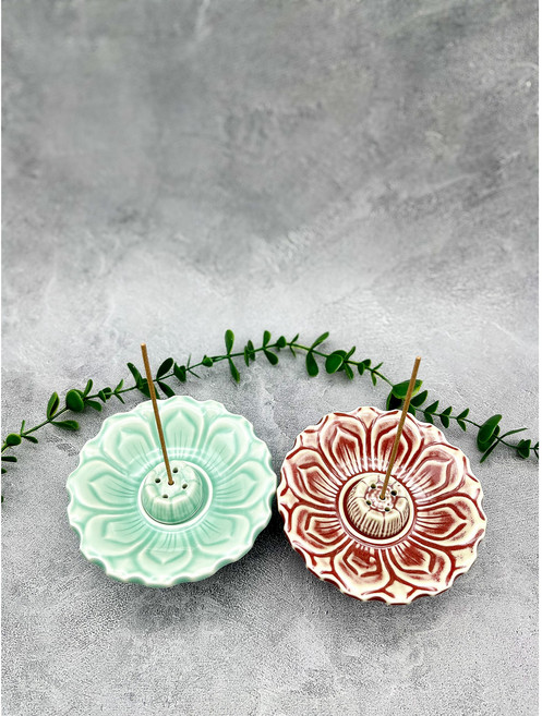 가지와나무 인센스스틱 홀더 국내제작 향 받침대 도자기 청 진 2단 향꽂이, 진사(붉은색)