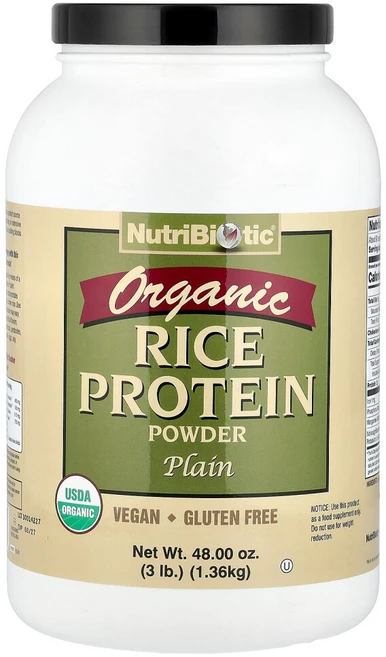 NutriBiotic 무가공 오가닉 라이스 프로틴 파우더 플레인 Rice Protein Powder, 1개, 1.36kg - 쿠팡