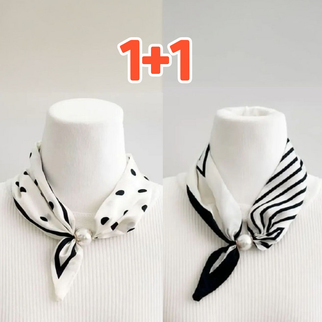 1+1 자석으로 간편하게 원터치 진주 자석 스카프 예쁜스카프 진주목걸이 바이나우