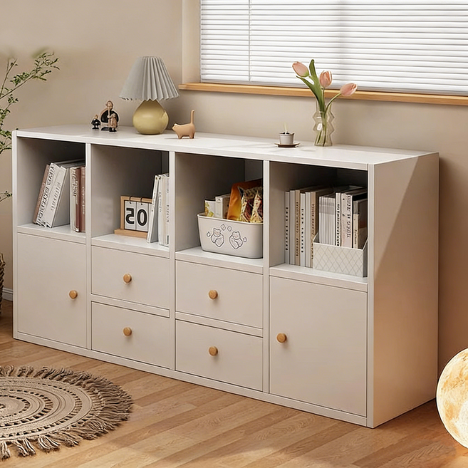 모던 수납 책장 낮은 거실 다용도 정리 선반, 3단, C01(서랍이 있는)