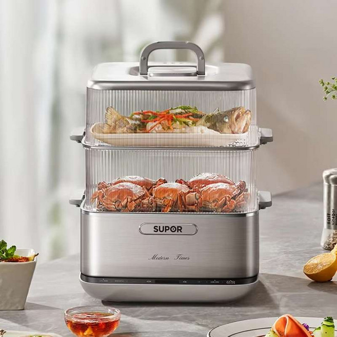 전기 멀티 쿠커 달걀 찜기 고구마 만능 스팀, 블루 3단2단찜기