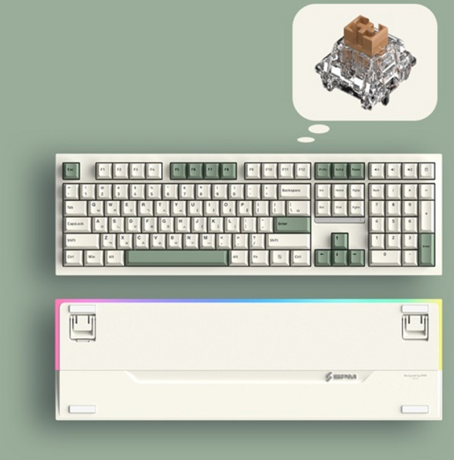 SPM PL108W 아라 풀배열 유무선 사무용 기계식 키보드 (베이지 저소음 새벽축 택타일), 베이지, 독자규격 스위치