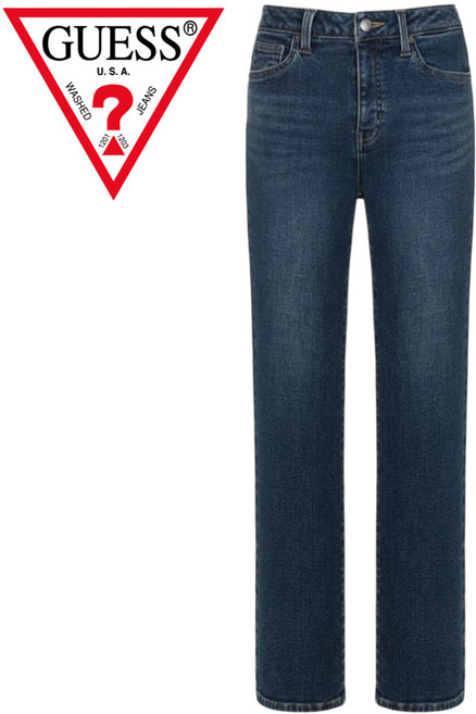 [백화점발송] 게스 여성 기모 청바지 일자핏 신축성 보온성 겨울 인디고 블루진 여행 캠핑 작업