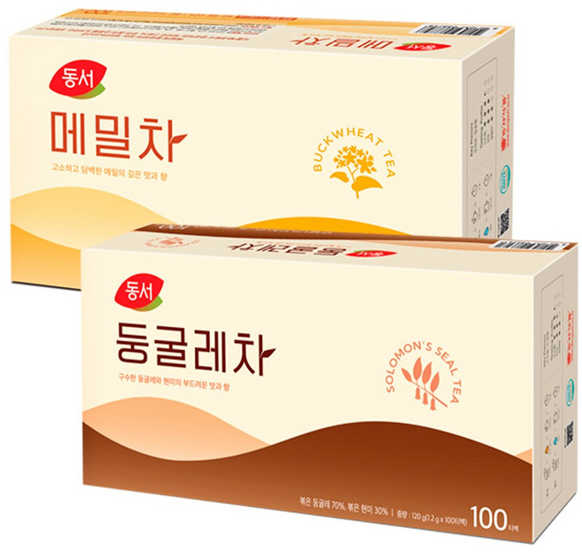 동서 둥굴레차 100T+메밀차100T, 2개, 100개입, 1.2g, 2개