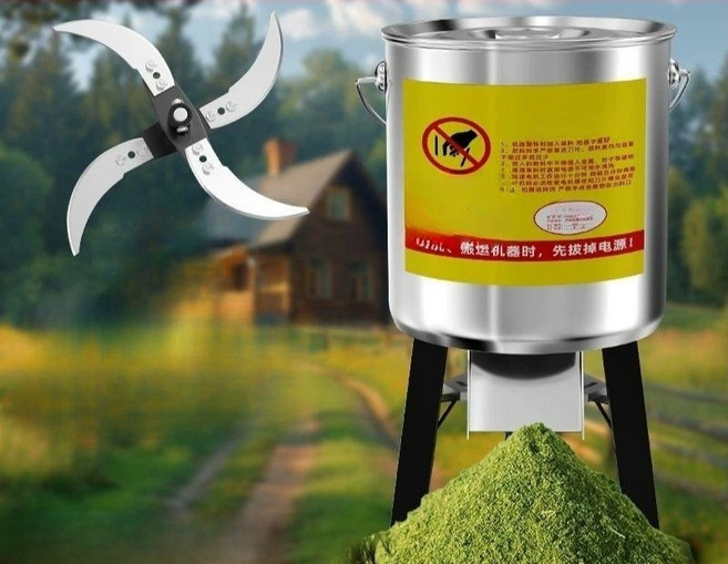 사료 볏짚 절단기 파쇄기 나뭇가지 잡초 잔디 가축사료 사료분쇄기, 무설치 550W-두꺼운 스텐 통 12칼날