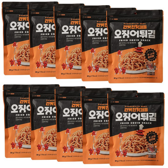 건방진형제들 후라이드 오징어튀김 진미채튀김, 10개, 80g