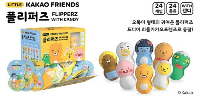 카카오프렌즈 오뚝이 랜덤플리퍼즈 디자인랜덤 캔디포함 3개 (011015), 단품