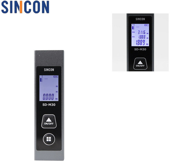 신콘 백라이트 디스플레이 레이저거리측정기 SD-M30 리튬 배터리 내장, 1개