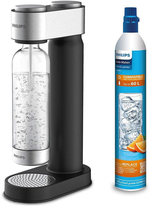 스파클링 워터 메이커 병이 포함된 소다 스트리밍 기계 1L BPA 프리 페트 탄산염 60L CO2 탄산염과 호환되는 포함되지 않음 ADD4902BKOQ 37, Black, Without CO2 cylinder