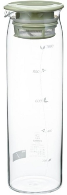 하리오 미즈다시 콜드 브루 티 보틀 스모키 그린 1000ml, Smoky Green, 1000 ml, No Handle