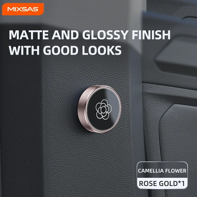 [호환] MIXSAS 자석식 자동차 안전벨트 홀더 고정 클립 합금 미끄럼 방지 간격 조절 버클 테슬라 VW BMW 닛, 03 Camellia-Rose Gold, 01 China Mainland