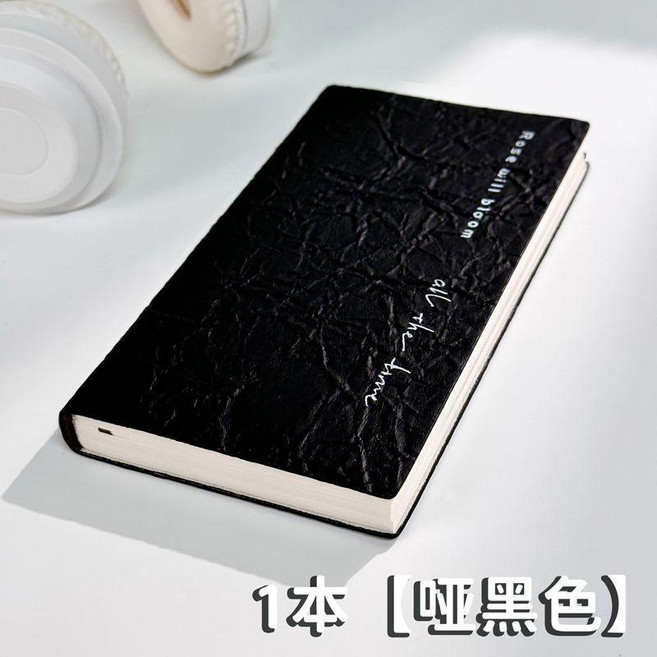筆記本 A6筆記本 手賬本 蓋章本 日記本 記事本 隨身本子, 1個, 1本【黑色】,空白內頁【100張/200頁】, 黑色