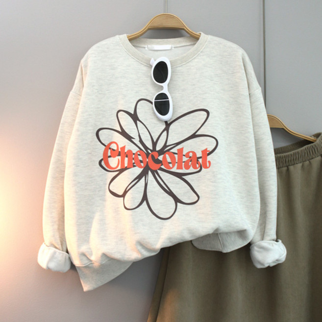 달콩 여성 기모맨투맨 빅사이즈 데이지오버핏맨투맨(기모)