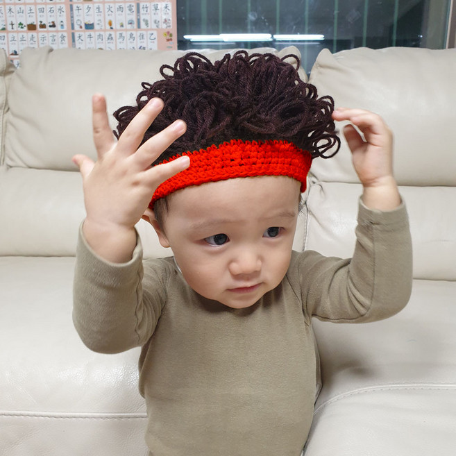 뽀글이 위그햇 유아동 머리장식 모자 퍼머 가발