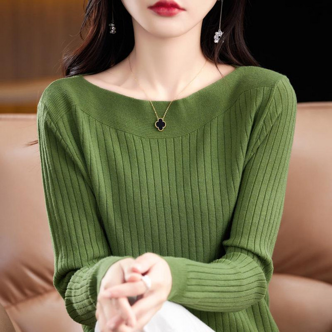 더벨러리 여성 보트넥 골지 니트 티 BCK1428 여성보트넥티셔츠