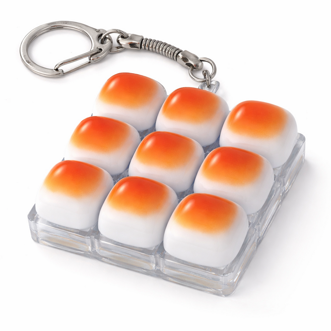식빵 키캡 키링 9구 딸깍 피젯 키홀더 말랑 귀여운 가방 키링, 1개, one