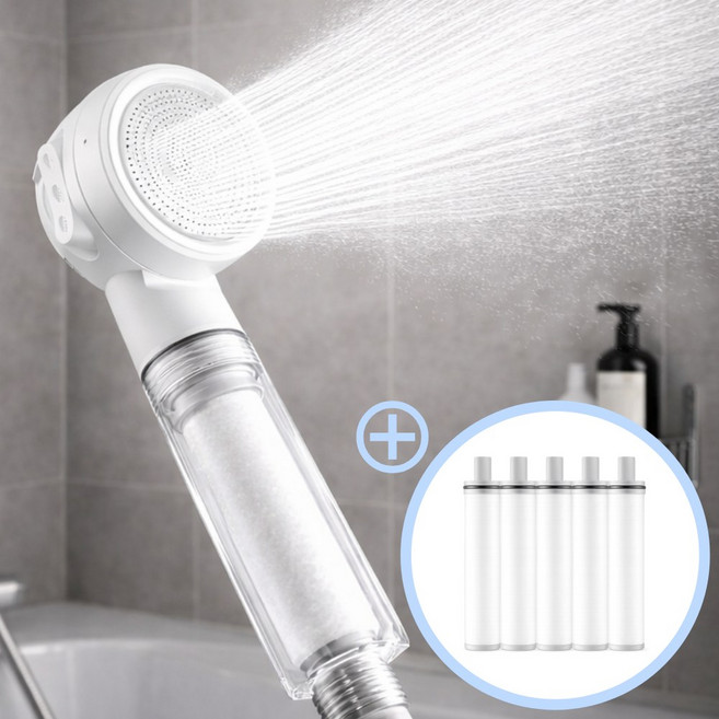 테르오 녹물 걱정 끝 필터 샤워기, 화이트, 1개