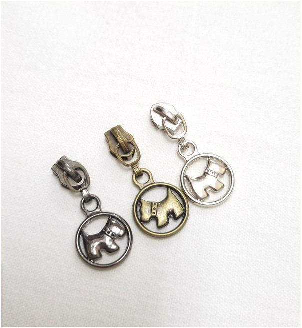 혜인천 3호 청동 실버 지퍼머리 지퍼슬라이더 강아지 color 3종, 10개