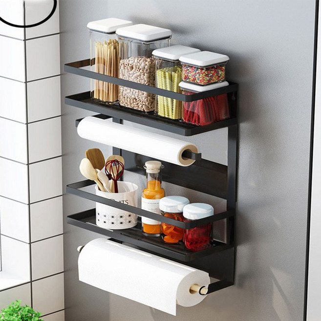 락앤락 마그네틱 사이드 선반 블랙 틈새수납 주방수납 세탁실정리 조미료통정리, 1개