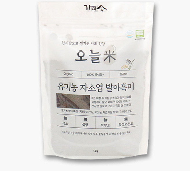 오늘미 유기농 발아현미 발아흑미, 유기농 자소엽 발아흑미, 1개, 1kg