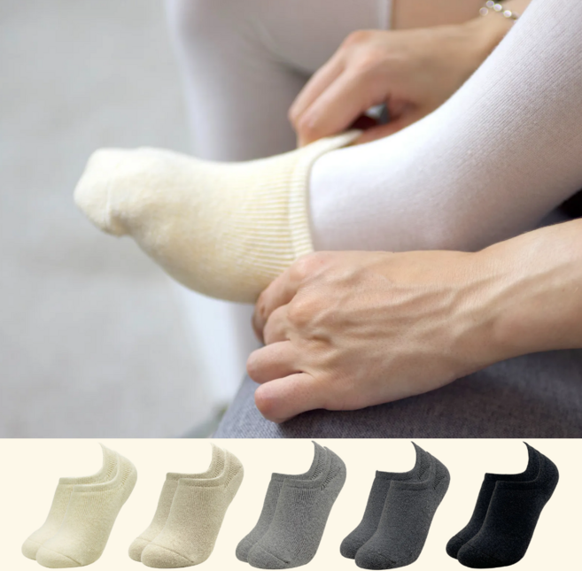 국산 여성 따뜻한 울 덧신 이중쿠션 논슬립 미끄럼방지 양말 5켤레