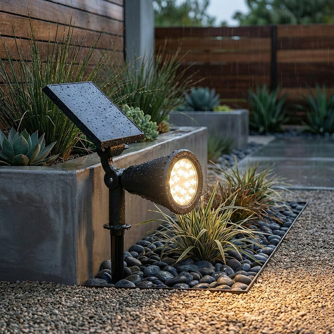 사는잼 LED 태양광 야외 수목등 투사등 투광등 정원등 경관 조명 18구, 핑크