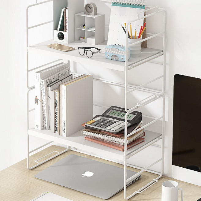 ONY 다용도 책상 정리선반 사무실 데스크 모듈선반 화이트, 1단+1단, 1개