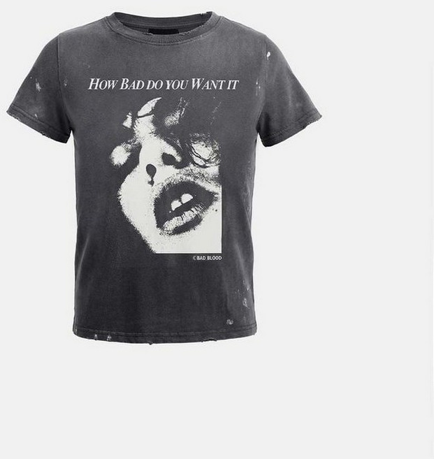 (국내배송정품) BADBLOOD Portrait of a Wild Thing Short Sleeve T-Shirt - Charcoal w-tee26-143 111606