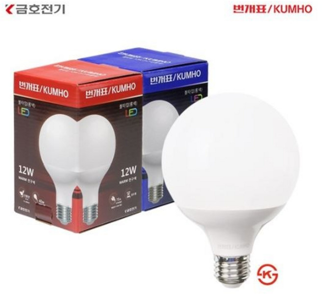 금호 번개표 LED전구 볼구 볼램프 15w 12w, 주광색, 1개, 주광색, 숏
