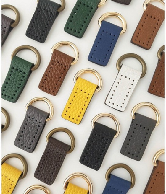 퀼팅맘 (2개) 가방부자재 가방손잡이 소가죽 연결고리, 앤틱, 바닐라, 2개