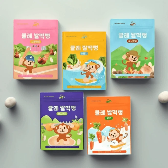 푸드케어 클레 쌀떡뻥 아기 떡뻥 유아 아이 간식 과자 30g 맛있는, 1세트, 맛별(5종) 1봉씩 - 쿠팡