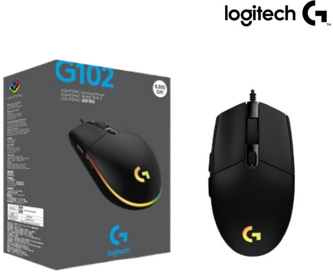 [로지텍코리아 정품] 로지텍G G102 LIGHTSYNC 2세대 게이밍 마우스 (정품박스), 블랙