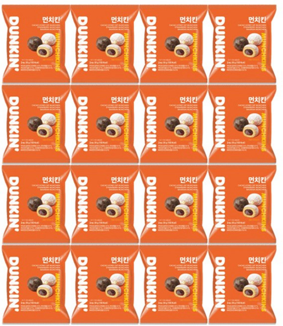 던킨도너츠 먼치킨 미니도넛 세트 33g x 12개 (딸기 바바리안 카카오허니 3개입 ) 냉동