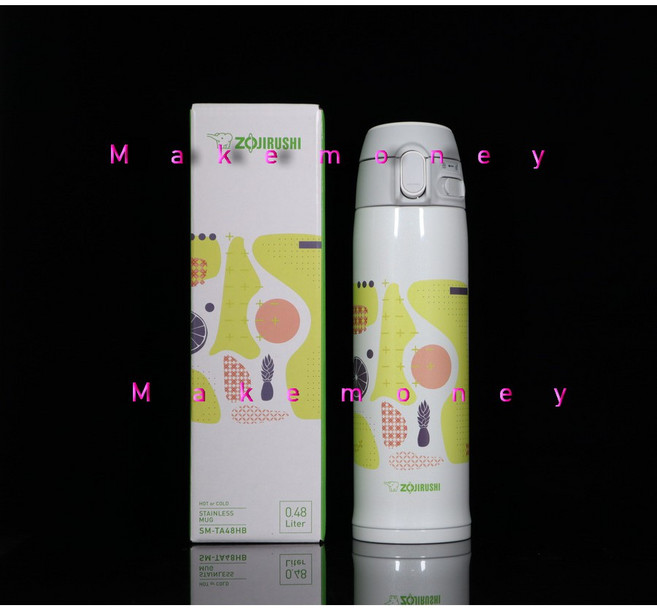 ZOJIRUSHI 象印 SM-TA48HB 超輕量OneTouch 不鏽鋼真空保溫杯 水果系列, 嫩綠, 1個
