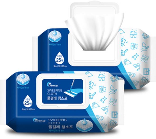 클린업 물걸레 청소포 특대형 25p, 2개